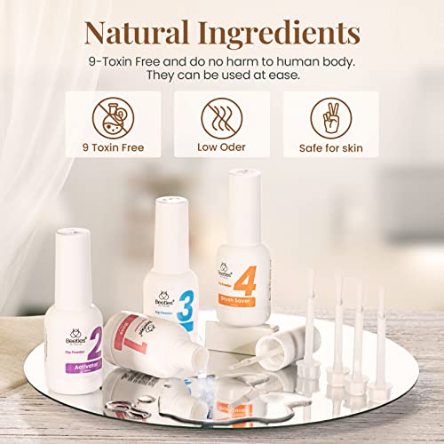 Beetles Dip Powder Gel Liquid Set with Base-Top Coat, Activator, and Brush Sa...