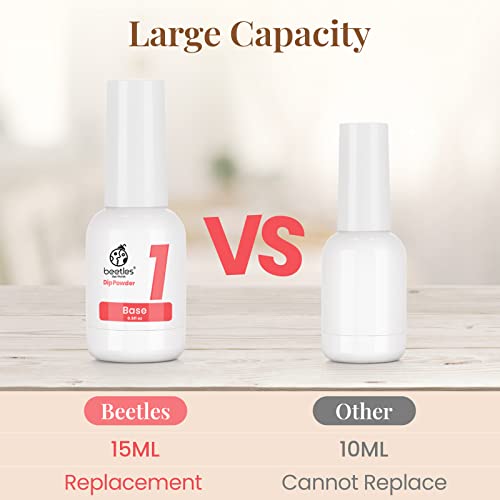 Beetles Dip Powder Gel Liquid Set with Base-Top Coat, Activator, and Brush Sa...