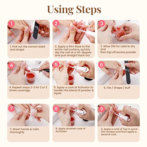 Beetles Dip Powder Gel Liquid Set with Base-Top Coat, Activator, and Brush Sa...