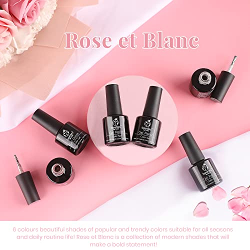 Beetles French White Gel Nail Polish Kit - 6 Pack Nude Pink Glitter Gel Polis...