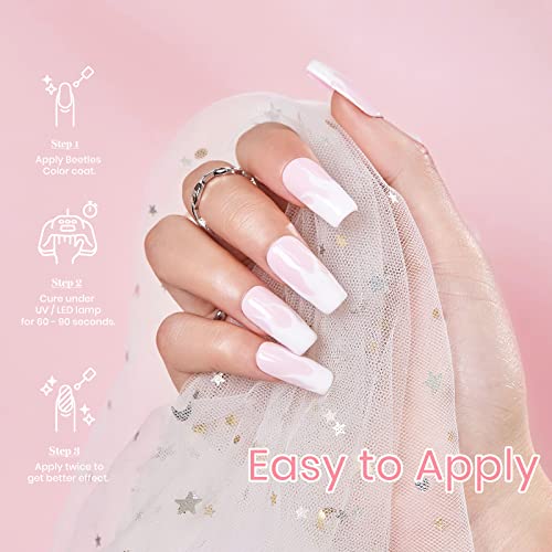 Beetles French White Gel Nail Polish Kit - 6 Pack Nude Pink Glitter Gel Polis...