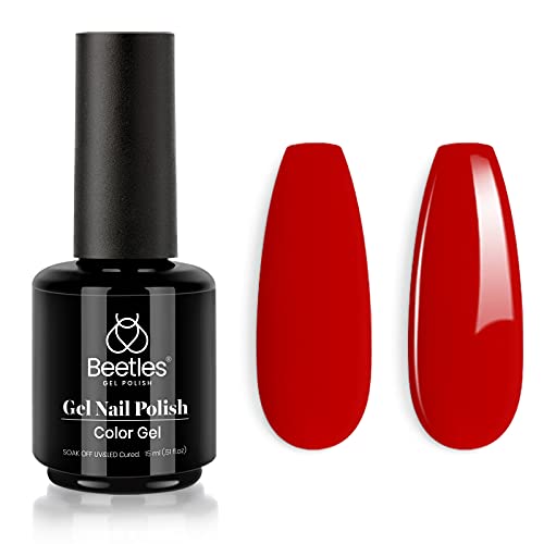 Beetles Gel Nail Polish, 1 Pcs 15ml Red Color Soak Off Gel Polish Nail Art Ma...