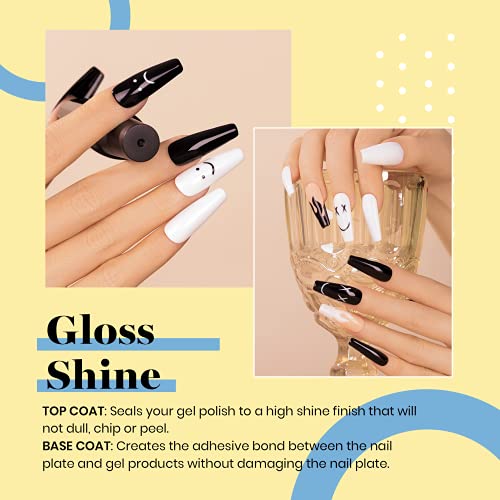 Beetles Gel Nail Polish Kit- 4Pcs 7.5Ml Black White Colors with No Wipe Top C...