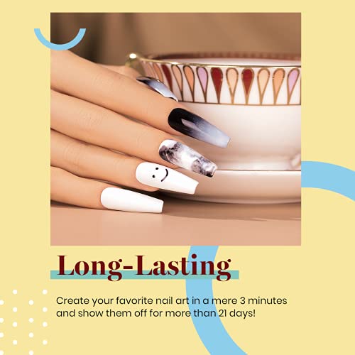 Beetles Gel Nail Polish Kit- 4Pcs 7.5Ml Black White Colors with No Wipe Top C...