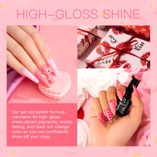Beetles Gel Nail Polish Set - 6 Colors Pink Rose Red Spring Summer Nail Gel K...