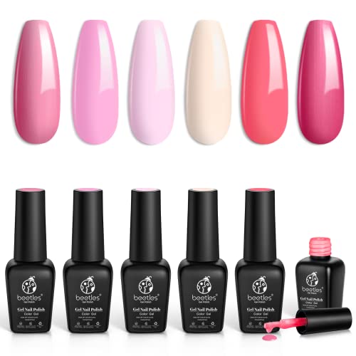 Beetles Gel Nail Polish Set - 6 Colors Pink Rose Red Spring Summer Nail Gel K...