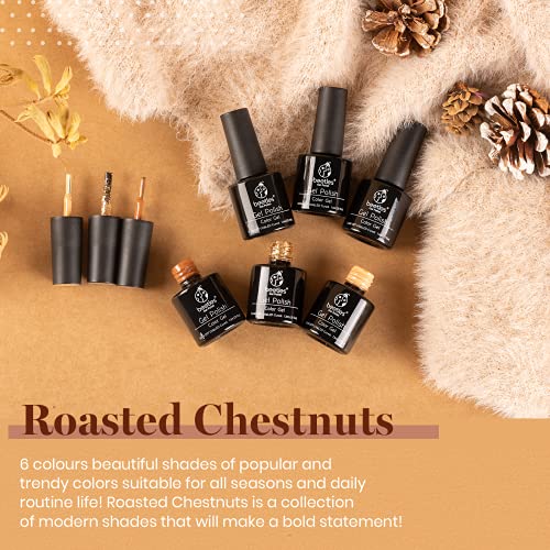 Beetles Gel Nail Polish Set 6 Colors Roasted Chestnuts Collection Chocolate B...