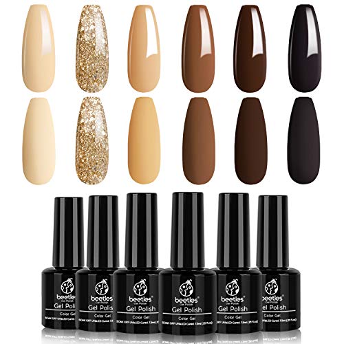 Beetles Gel Nail Polish Set 6 Colors Roasted Chestnuts Collection Chocolate B...