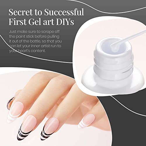 Beetles Gel Polish Nail Art Gel Liner Set- 2 Popular Black White Colors Gel A...
