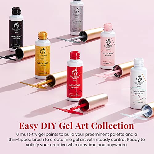 Beetles Gel Polish Nail Art Gel Liner Set-6 Popular Black White Red Colors Ge...