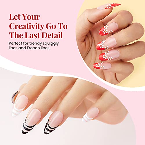 Beetles Gel Polish Nail Art Gel Liner Set-6 Popular Black White Red Colors Ge...