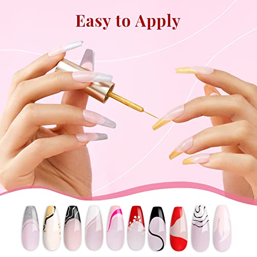 Beetles Gel Polish Nail Art Gel Liner Set-6 Popular Black White Red Colors Ge...