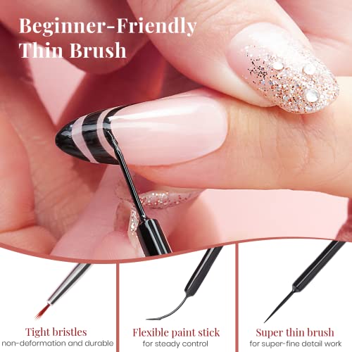 Beetles Gel Polish Nail Art Gel Liner Set-6 Popular Black White Red Colors Ge...