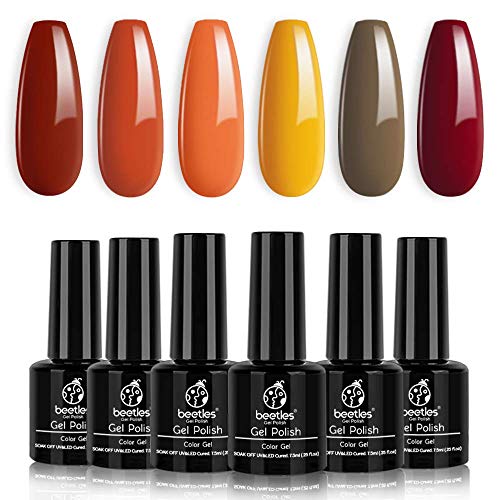 Beetles Gel Polish Set- 6 Colors Gold Yellow Gel Nail Polish Kit Fall Winter ...