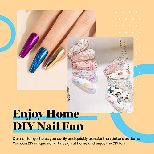 Beetles Nail Foil Glue Gel 2 Bottles 15ML with 20PCS Flower Butterfly and Met...