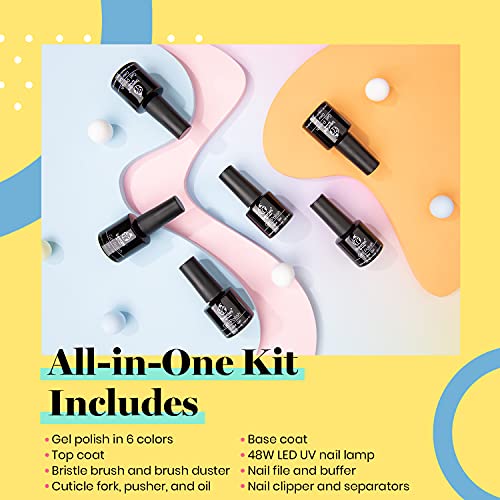 Beetles Pastel Pink Confetti Collection Gel Nail Polish Kit with 48W LED Nail...