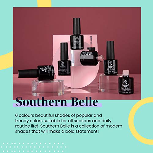 Beetles SOUTHERN BELLE Glitter Nude Gel Polish Set - 6 Colors Coral Green Lig...