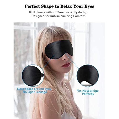 Silk Sleep Mask, 2 Pack 100% Real Natural Pure Silk Eye Mask with Adjustable ...