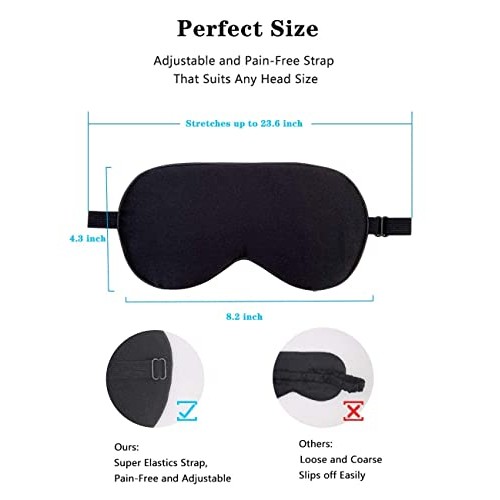 Silk Sleep Mask, 2 Pack 100% Real Natural Pure Silk Eye Mask with Adjustable ...