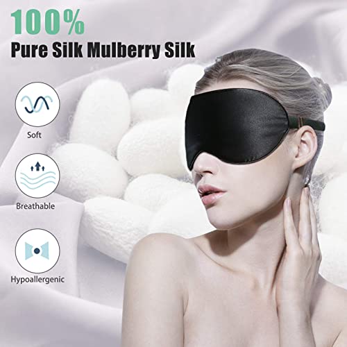 Silk Sleep Mask, 2 Pack 100% Real Natural Pure Silk Eye Mask with Adjustable ...