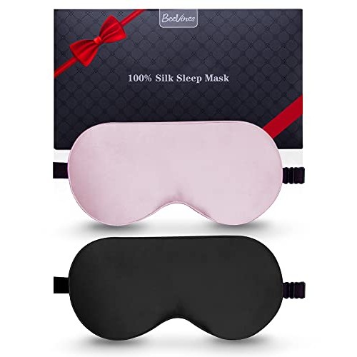 Silk Sleep Mask, 2 Pack 100% Real Natural Pure Silk Eye Mask with Adjustable ...