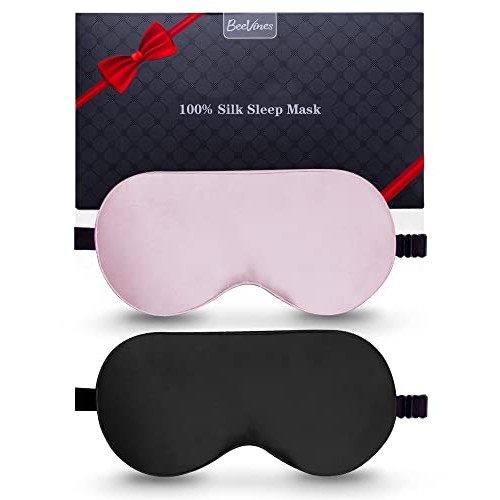 Silk Sleep Mask, 2 Pack 100% Real Natural Pure Silk Eye Mask with Adjustable ...