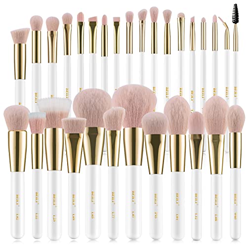 BEILI Makeup Brushes 30Pcs Professional Makeup Brush Set Premium Pink Vegan S...