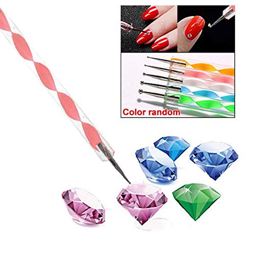 BEINNY 4 Boxes 12 Grids Nail Art Rhinestones + 1 PC Dotting Pen + 1 PC Straig...