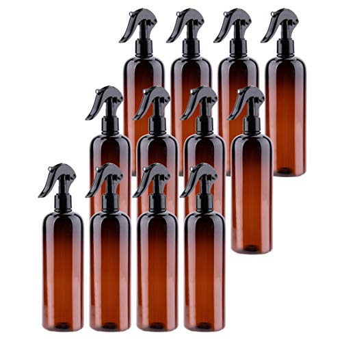 Bekith 12 Pack Plastic Spray Bottles with Black Fine Mist Sprayers - 16oz Ref...