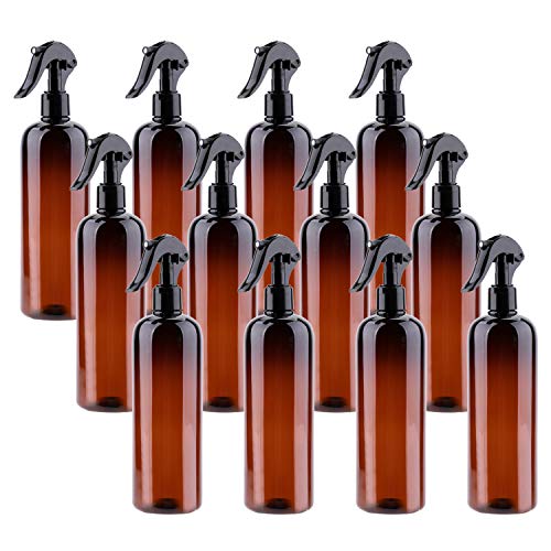 Bekith 12 Pack Plastic Spray Bottles with Black Fine Mist Sprayers - 16oz Ref...