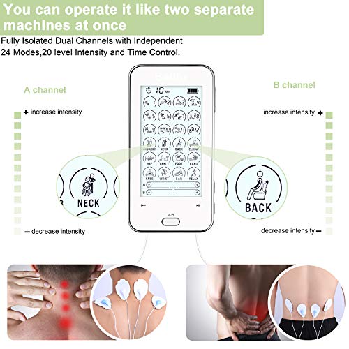 Belifu Dual Channel Tens Unit Electro Muscle Stimulator, Fully Isolated with ...