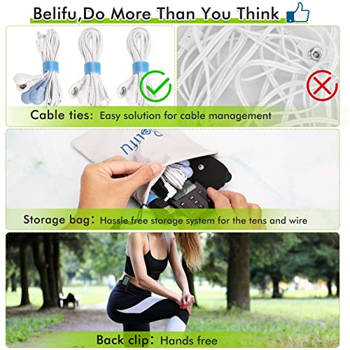 Belifu Independent Dual Channel TENS EMS Unit with 24 Modes, Rechargeable Mus...