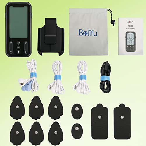 Belifu Independent Dual Channel TENS EMS Unit with 24 Modes, Rechargeable Mus...