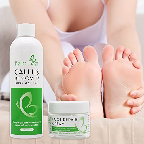 Bella Feet Callus Remover Kit – Extra-Strength Callus Remover Gel with Foot S...