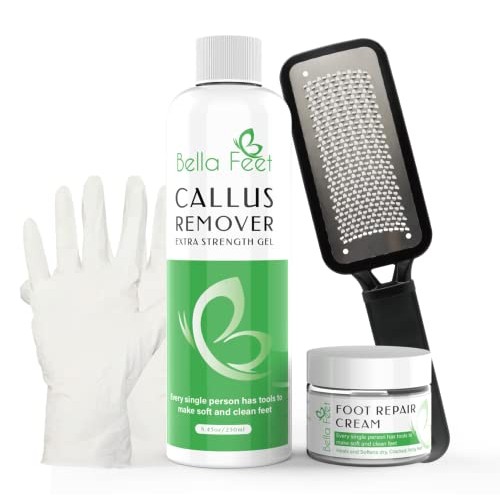 Bella Feet Callus Remover Kit – Extra-Strength Callus Remover Gel with Foot S...