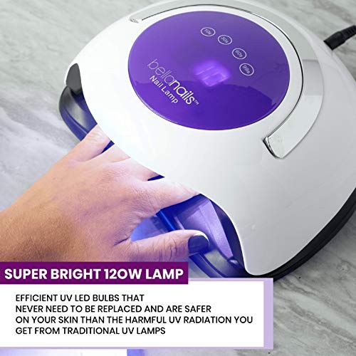 BellaNails Professional UV Light Nail Lamp, 4 Time Presets and Auto Shutoff, ...