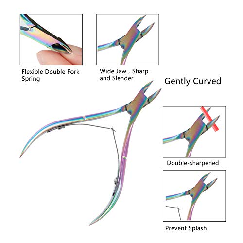 BELLARMOR Rainbow Cuticle Trimmer with Cuticle Pusher, Rainbow Cuticle Nipper...