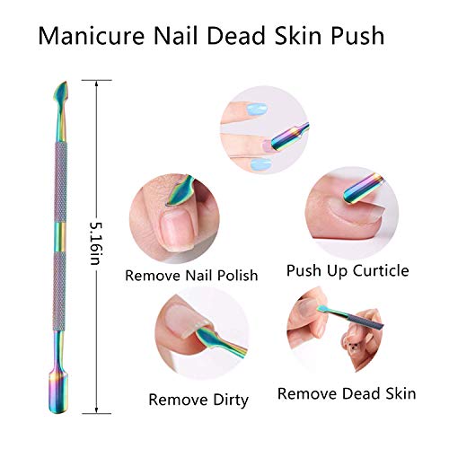 BELLARMOR Rainbow Cuticle Trimmer with Cuticle Pusher, Rainbow Cuticle Nipper...