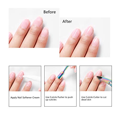 BELLARMOR Rainbow Cuticle Trimmer with Cuticle Pusher, Rainbow Cuticle Nipper...