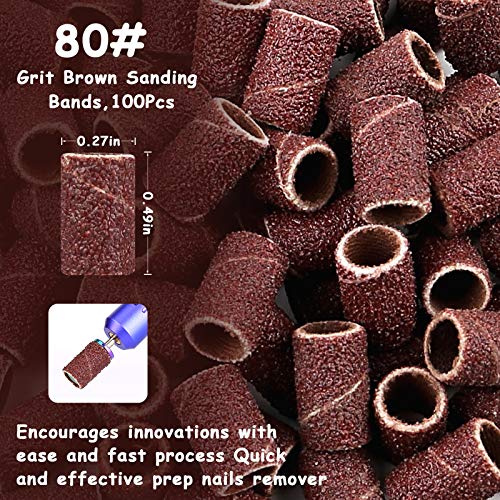 Belle Nail Drill Bits 300 Pcs Sanding Bands for Nail Drill,3 Colors 80 120 18...