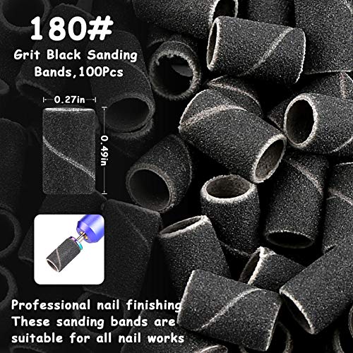 Belle Nail Drill Bits 300 Pcs Sanding Bands for Nail Drill,3 Colors 80 120 18...