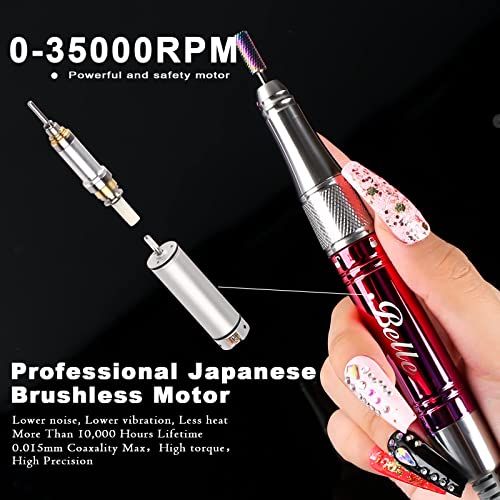 Professional 35000 RPM Nail Drill, Cordless Rechargeable Nail Efile for Acryl...