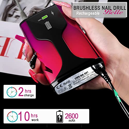 Professional 35000 RPM Nail Drill, Cordless Rechargeable Nail Efile for Acryl...
