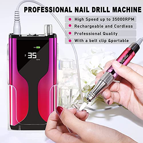 Professional 35000 RPM Nail Drill, Cordless Rechargeable Nail Efile for Acryl...