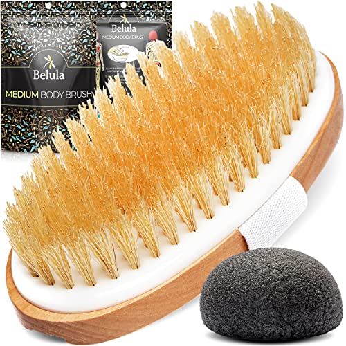 Belula Dry Brushing Body Brush. Medium Soft Dry Brush for Cellulite and Lymph...