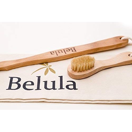 Premium Dry Brushing Body Brush Set- Natural Boar Bristle Body Brush, Exfolia...