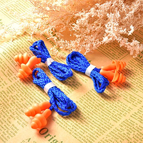 20 Pairs Corded Ear Plugs Reusable Silicone Earplugs with String Banded Ear P...