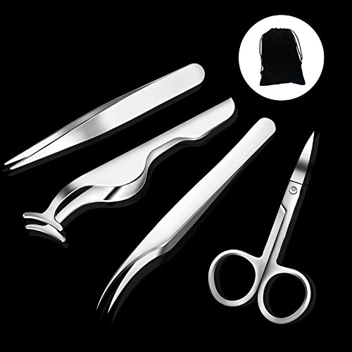 Bememo 6 Pieces Tweezers Kit for Eyelashes Extension Set, Eyelash Lash Tweeze...