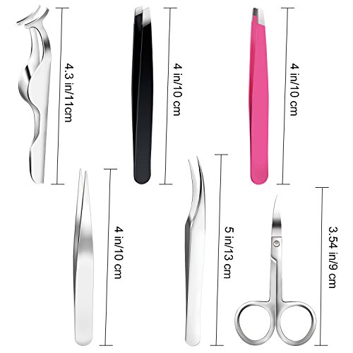 Bememo 6 Pieces Tweezers Kit for Eyelashes Extension Set, Eyelash Lash Tweeze...