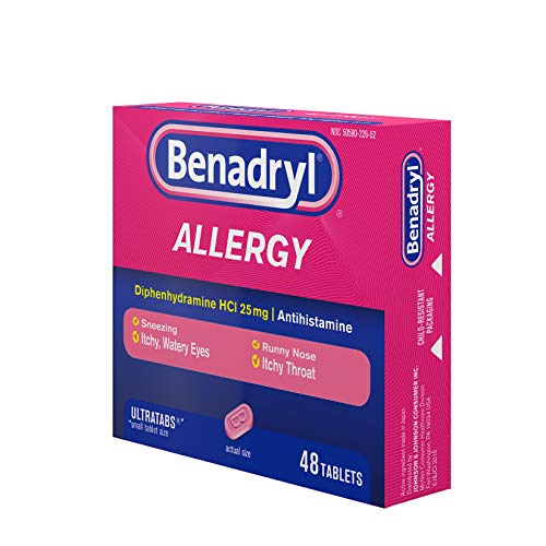 Benadryl Ultratabs Antihistamine Allergy Relief Tablets, Diphenhydramine HCl ...